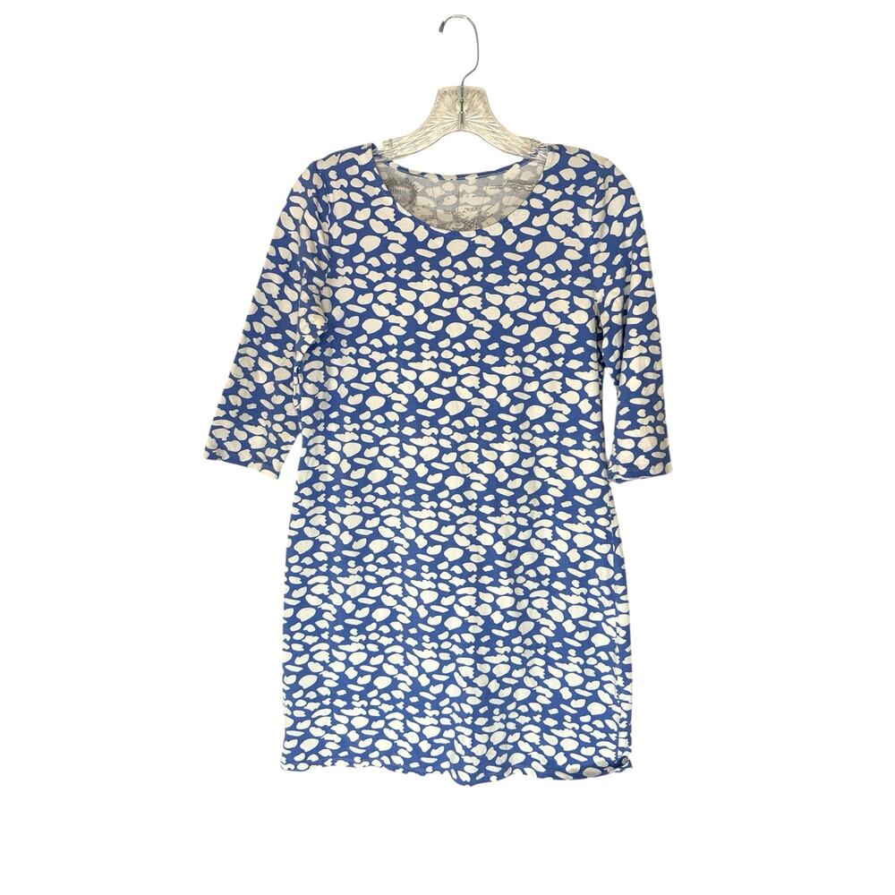 Hiho‎ International Blue White Casual Everyday 3/4 Sleeve Tunic Top Size Small